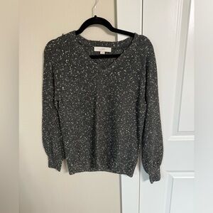 LOFT Charcoal Speckled Knit Top